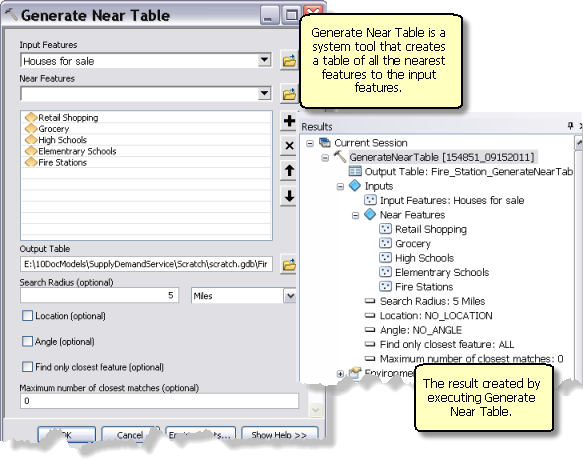 Using the Generate Near Table system tool to create a result and to share as a service Using the Generate Near Table system tool to create a result and to share as a service